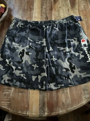 Shorts de moletom Champion masculino 6XL verde camuflado cintura elástica atlético grande e alto novo com etiquetas - Imagem 1 de 4