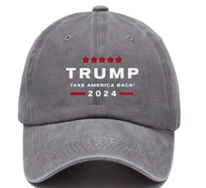 Gorra de béisbol gris envejecida Trump 2024 para hombre cierre ajustable nueva talla única - Imagen 1 de 1