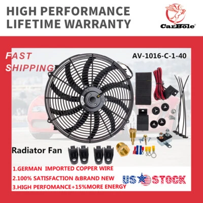 KIT TERMOSTATO INTERRUPTOR RELÉ VENTILADOR REFRIGERACIÓN RADIADOR ELÉCTRICO 120W 16" PULGADAS 3000CFM Foto 1 de 4