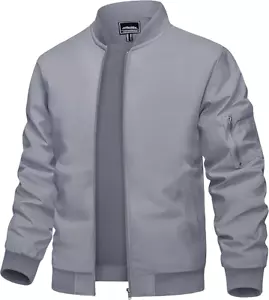 Men's Lightweight Bomber Jacket Spring-Fall Casual Windbreaker Zip-Up Pocket - Picture 1 of 6