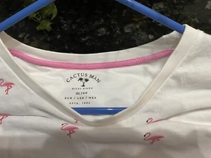Cactus Man Ricky Singh Pink Flamingo Tropical Paradise T-Shirt Men's XL - Picture 1 of 4