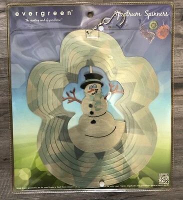 Evergreen Spectrum Spinners Snowman Winter 12” 3D Yard Home Art Stainless Steel - Image 1 of 4
