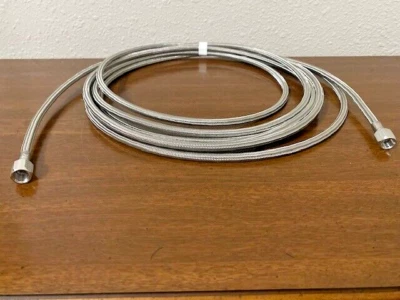 PTFF Braided Stainless Steel Flex Hose 1/4” with Straight Fitting 20’