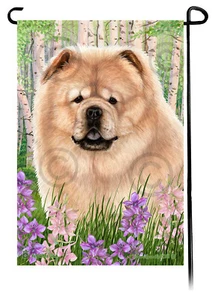 Spring Flowers Garden Flag - Cream Chow Chow - Picture 1 of 1