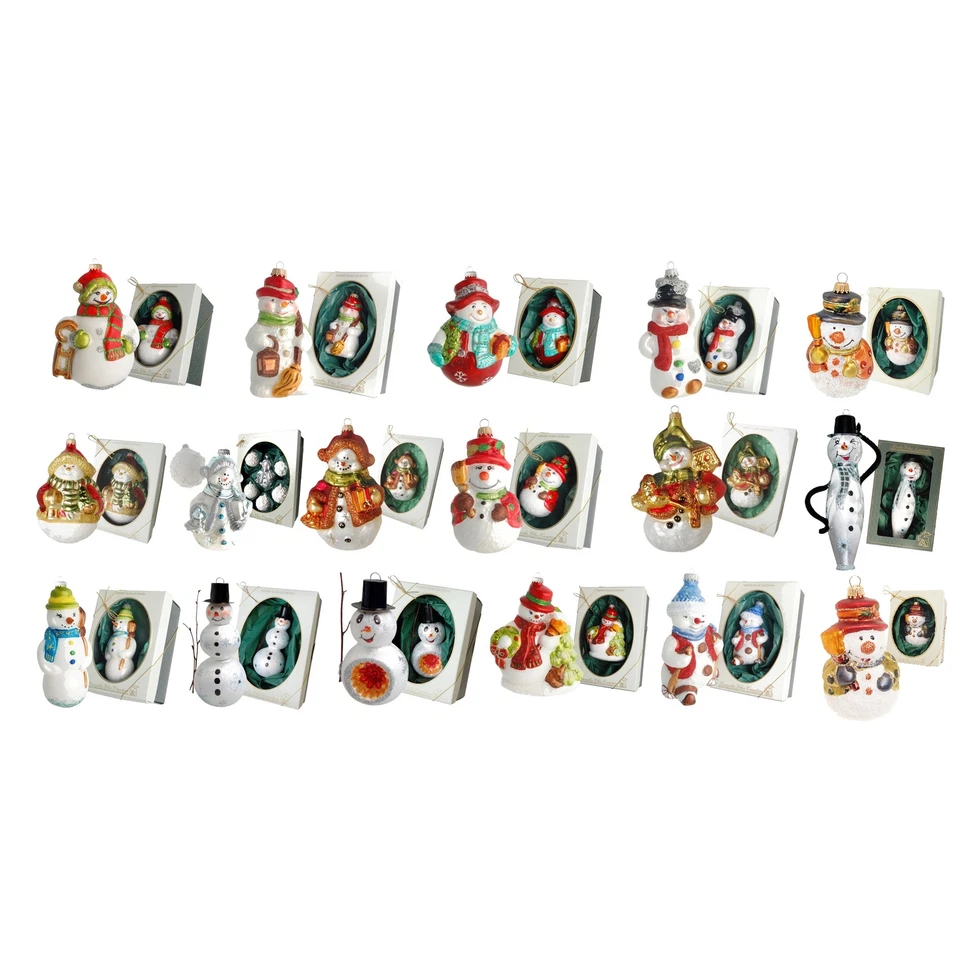 Krebs Glas Lauscha Schneemänner Christbaumschmuck aus Glas - Schneemann Anhänger - Bild 1 von 1