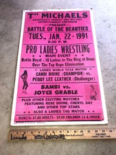 Rare Vintage ORIGINAL 1991 Womens Wrestling Event Poster Wwe Wwf Wcw Nashville  