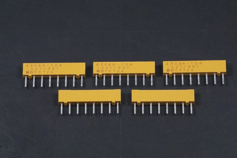 Lot of 5 4308R-104-221/331 Bourns Resistor Network 220/330 Ohm 6 Pairs 1W 8-SIP