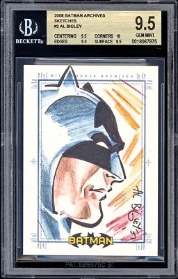 2008 DC Batman Archives Sketch Full Color Art AL BIGLEY BGS 9.5 Gem Mint 1/1 - Image 1 of 2