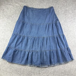 New Direction Denim Maxi Skirt Womens 3X Blue Jean Tiered A Line Western Ranch* - Picture 1 of 13