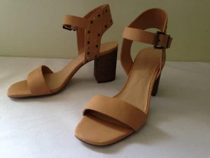 NEW Max Studio Beige Studded Vegan Leather SIRENTY Heels Sexy Sandals 9.5 M $118 - Picture 1 of 8