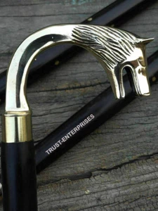 Brass Nautical Wolf Model Vintage Collectible Walking Stick Gift - Picture 1 of 3