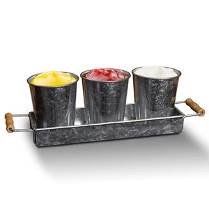 Rustic Metal Caddy Serving Tray with Handles, Bar Counter Top Indoor and Outdoor - Picture 1 of 7