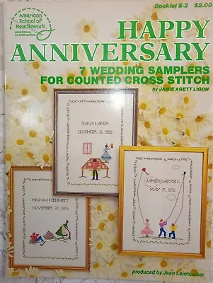 Wedding Anniversary Samplers American School Needlework Cross Stitch Patterns - Image 1 of 4