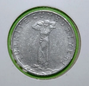 S4 - Turkey 25 Kurus 1966 Almost Uncirculated Coin - Standing Figure - Picture 1 of 2