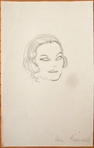Dessin de PAZZI (1897-1934) portrait de la comédienne Eve FRANCIS Grec Greek - Picture 1 of 1