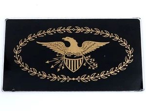Reloj de cristal con pintura de águila y escudo negro y dorado - 5-3/4"" x 3-1/8"" - NA498 - Imagen 1 de 2