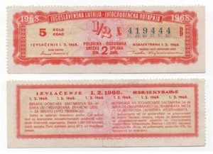 Yugoslavia - 1/2 Dinara 1968 VF lottery Lemberg-Zp - Picture 1 of 1