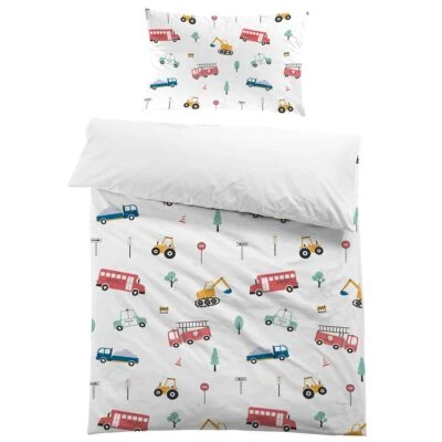 Housse de Couette Voiture 120x150 Enfant Garçon Parure de Lit en Microfibre 1... - Photo 1/4