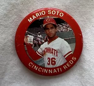 1984 Vintage Fun Foods Buttons Pin MLB Baseball Mario Soto Cincinnati Reds #61 - Picture 1 of 2