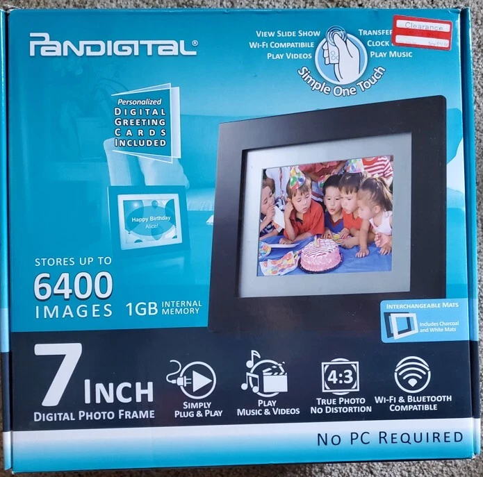 Pandigital Panimage 7" Digital Photo Frame Holds 6400 Images 1GB Memory NEW - Image 1 of 4