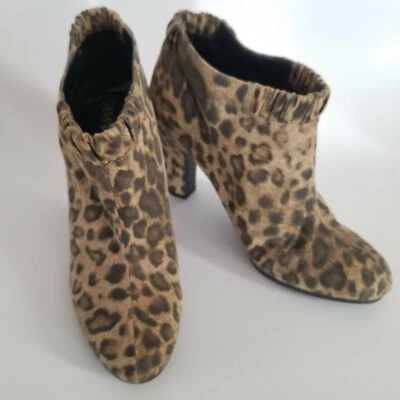 Sam & Libby Botines Botas TALLA 8 Guepardo Leopardo Animal Pull-on 3.75" Tacón Foto 1 de 4