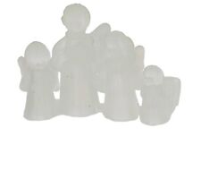 Vintage 1992 ENESCO FROSTED GLASS Musical ANGEL CANDLE HOLDERS ( set of 4)
