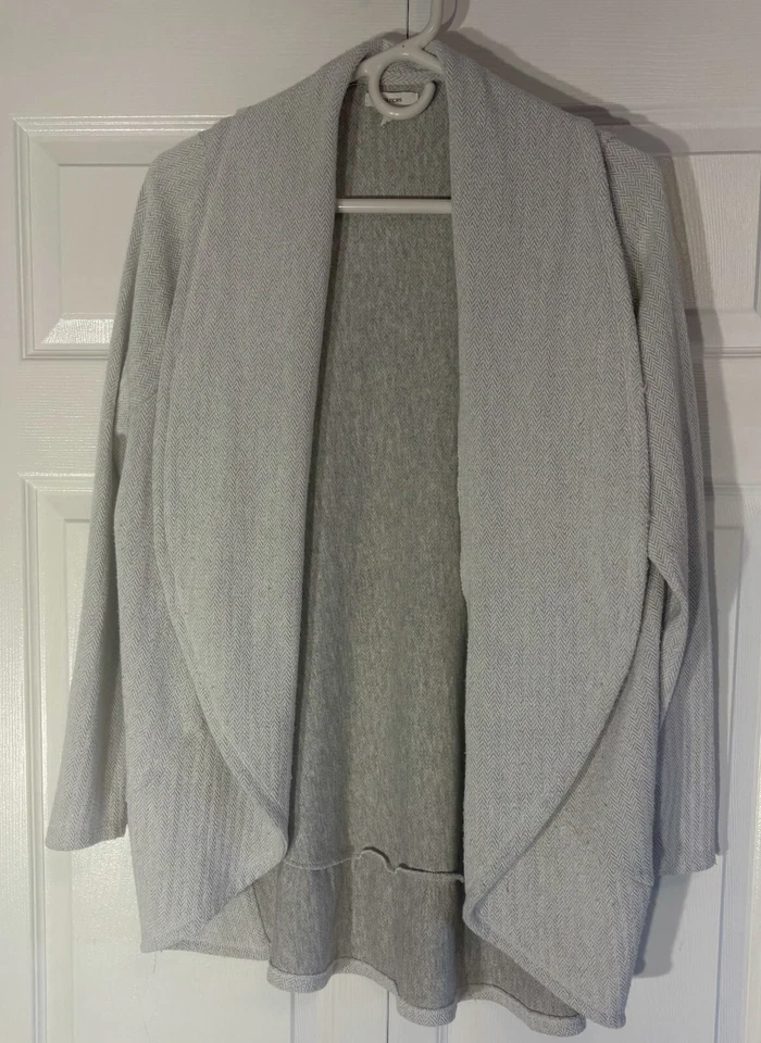 Maurices Cardigan Sweater Women's 1X White Herringbone Polyester Knit Open Front - Image 1 of 4