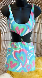 Lucy In the Sky Colourful Pastel Cutout Dress With Green Keyhole Detail Size XS - Picture 1 of 17