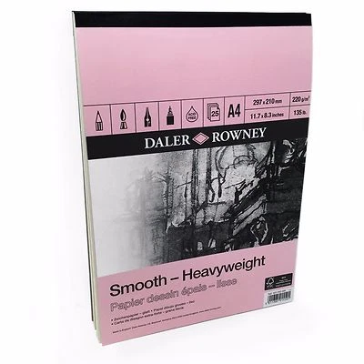 DALERROWNEY Daler Rowney – Smooth Heavyweight Sketchbook – 220gsm - 25 Pages – A4 Portrait