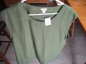 New W/Tag J Crew Women's Olive Green Sleeveless Blouse,Light Weight,XL - Picture 1 of 9