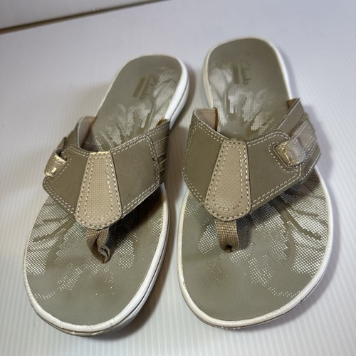 Sandali infradito Clarks Collection tanga taglia 7 beige marrone tortora comodi