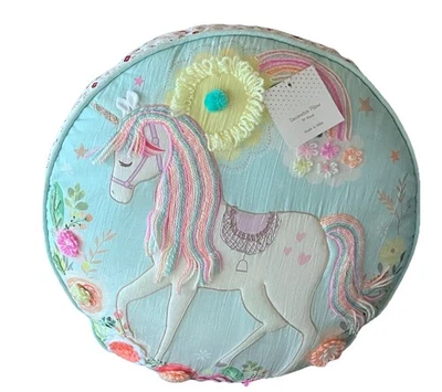 NWT Unicorn Round Pillow By The Couturiers, New Delhi, India (Size 18" x 6") - Image 1 of 4