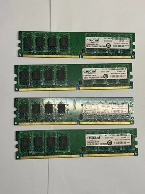 8GB (4x2GB) Micron Crucial DDR2 SDRAM Desktop Memory RAM KIT USED TESTED - Image 1 of 4