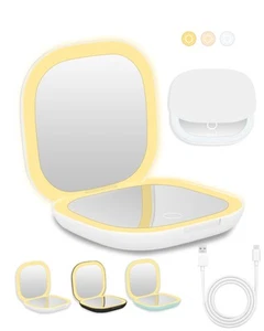 Espejo Compacto, 1X/5X Aumento Bolsillo Viaje Maquillaje Espejo con Luces f... - Imagen 1 de 6