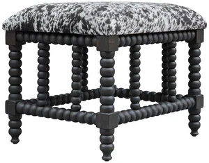 Rancho 22 1/2" Wide Gray and White Faux Cow Hide Small Bench - Picture 1 of 1