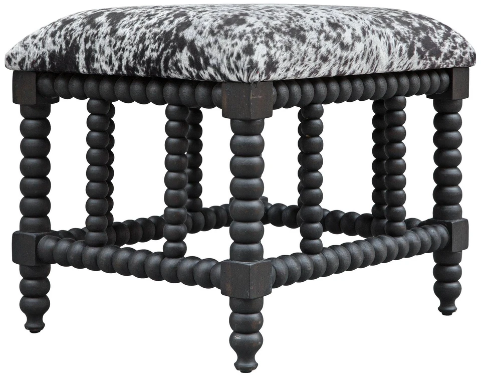 Rancho 22 1/2" Wide Gray and White Faux Cow Hide Small Bench - Image 1 of 1