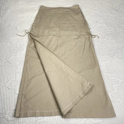VTG 90s Rave Stretch Maxi Skirt Sz 7 Side Slit Faux Leather Tie Detail USA Made - Image 1 of 4