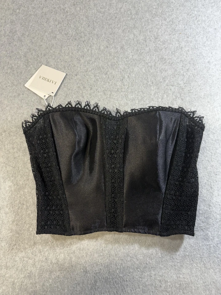 Top La Perla Bustier para mujer 38 encaje seda satén corsé sin tirantes hecho en Italia Foto 1 de 4