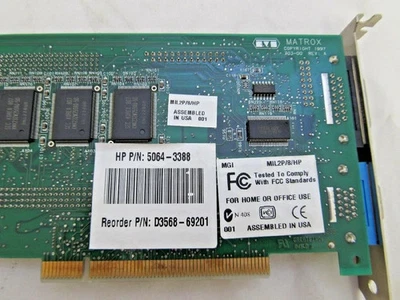 MIL2P/8/HP hewlett packard hp matrox pci video card millennium ii 8MB with vga - Image 1 of 4