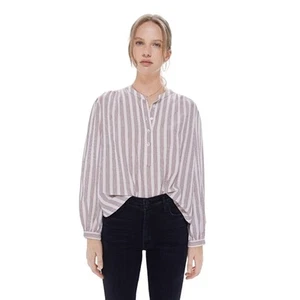 Xirena Huntley Stripe White Balloon Sleeve Natural Pearl Oversized Top Small NWT - Bild 1 von 16