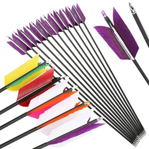 6/12/24 X 30'' Archery Carbon Arrow 4pcs Natural Feather Bow Hunting Shooting - Picture 1 of 16
