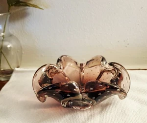Murano Amethyst Bullicante Glass Bowl (Italy - Vintage) - Picture 1 of 16