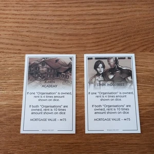 Monopoly Marvel Universum Ersatz Eigentum Stark Industries X-Men Academy  - Bild 1 von 2