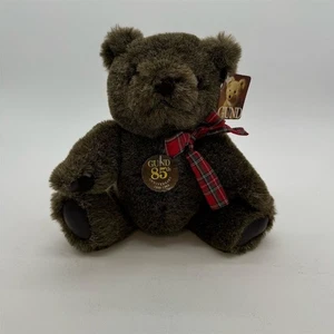 Oso de peluche vintage GUND 85 aniversario 12" felpa marrón con lazo a cuadros - Imagen 1 de 5