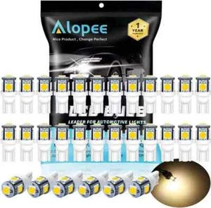 ALOPEE 30 Pack 194 LED Bulb Warm White 3000K T10 Wedge LED Bulb 5SMD 5050 Chips - Picture 1 of 6
