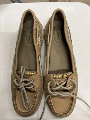 Sperry Mujer Talla 9.5 Top-Sider Cuero Mocasín Sin Cordones Marrón Plano Barco Zapatos Foto 1 de 4
