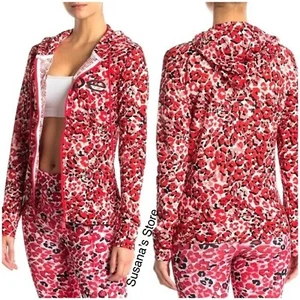 NWT bebe SIZE M Pinhole Mesh Print Zip Hooded Jacket Beautiful Print!! - Picture 1 of 6