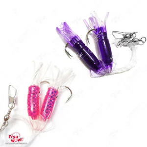 20pks 3" Fishing RockCod Rig Twin Bulb Squids Rockfish soft octopus Lure 2-color - Picture 1 of 9