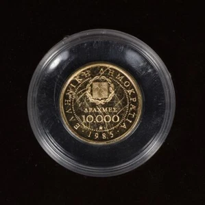 1985 Greece 10000 Drachmai Greek Gold Coin PR Decade for Women - Picture 1 of 3
