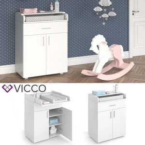 Wickeltisch Wickelkommode Wickelschrank Lena Weiß Wickelaufsatz Schublade Vicco - Bild 1 von 7
